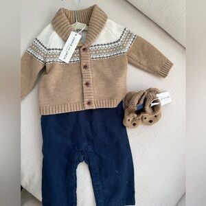 NWT Janie and Jack Sweater Overalls Outfit